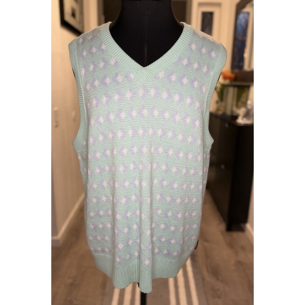 Teddy Fresh Womens Blue Knitted Sleeveless Pullover Sweater Size Large